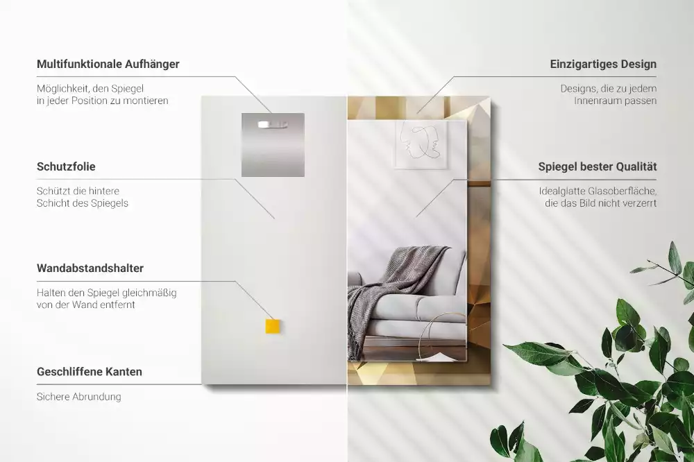 Obdélníkové dekorační zrcadlo geometrické tvary