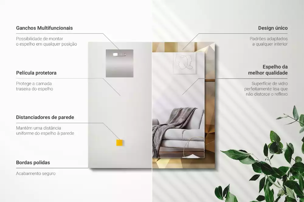 Obdélníkové dekorační zrcadlo geometrické tvary