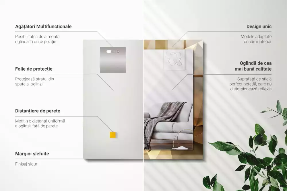 Obdélníkové dekorační zrcadlo geometrické tvary