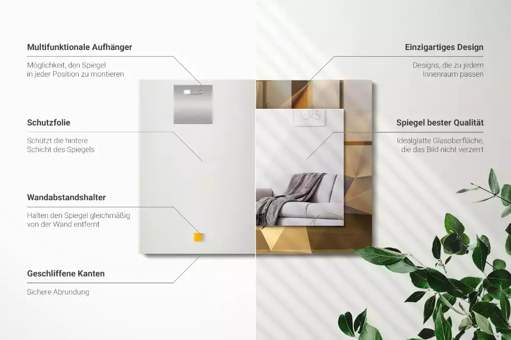 Obdélníkové dekorační zrcadlo geometrické tvary