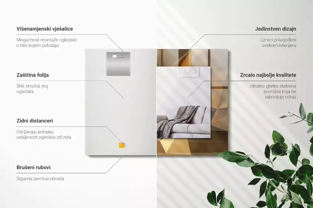 Obdélníkové dekorační zrcadlo geometrické tvary