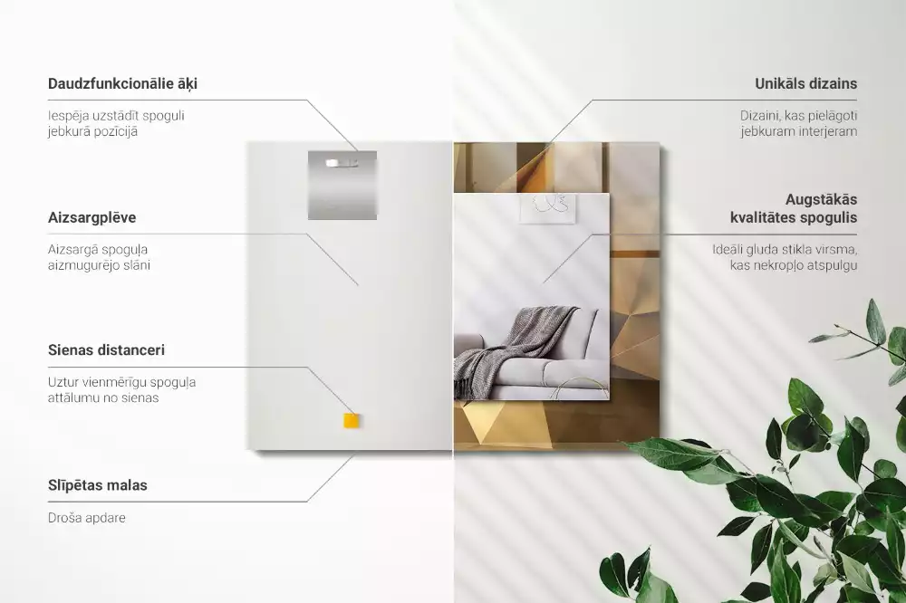 Obdélníkové dekorační zrcadlo geometrické tvary