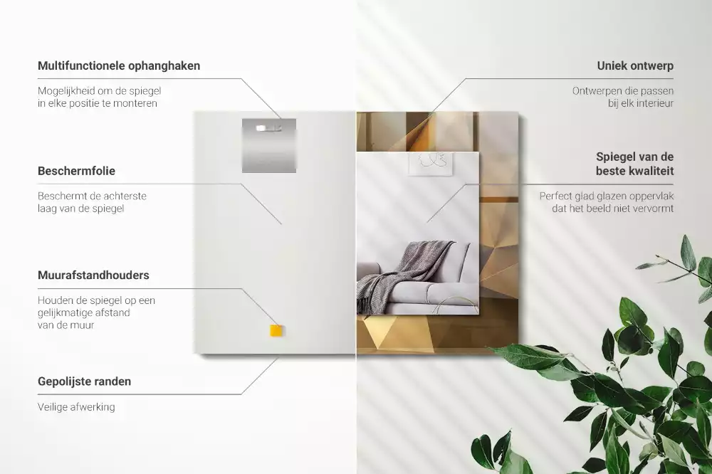 Obdélníkové dekorační zrcadlo geometrické tvary