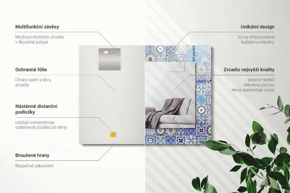 Obdélníkové dekorační zrcadlo Marocké vzory