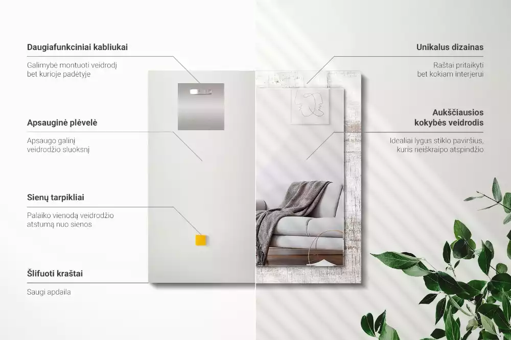 Obdélníkové dekorační zrcadlo Staré dřevo