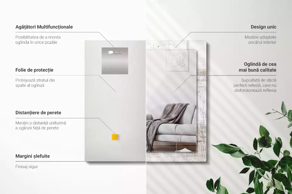 Obdélníkové dekorační zrcadlo Staré dřevo