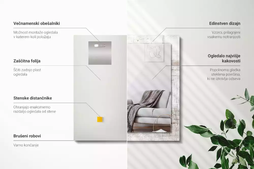 Obdélníkové dekorační zrcadlo Staré dřevo