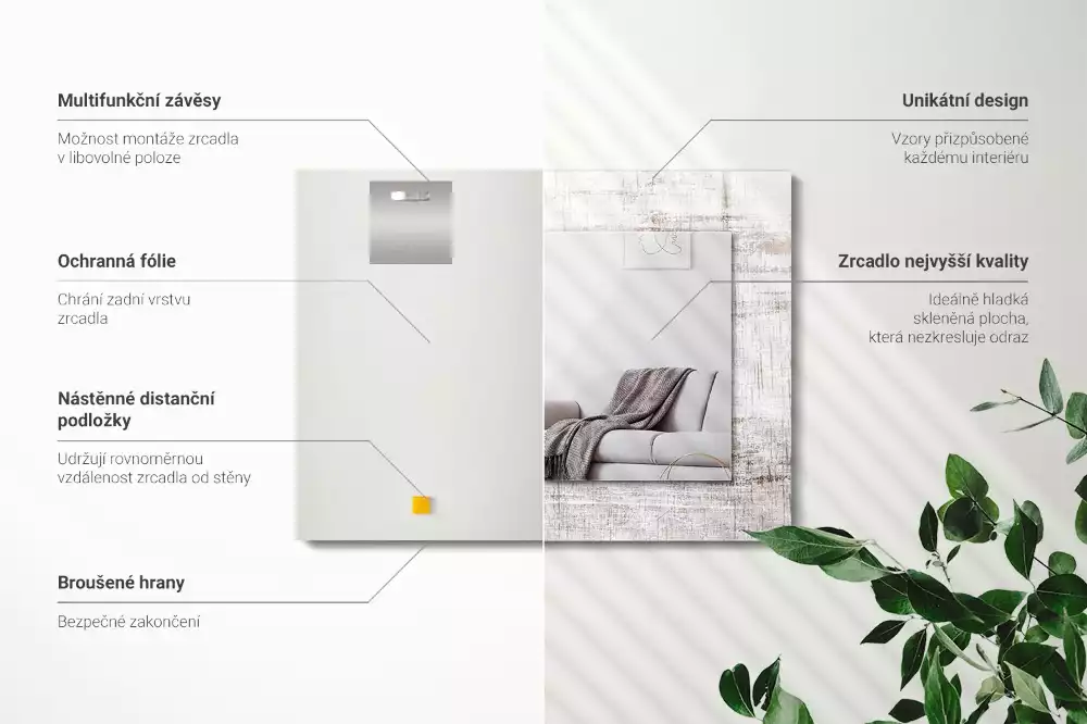 Obdélníkové dekorační zrcadlo Staré dřevo