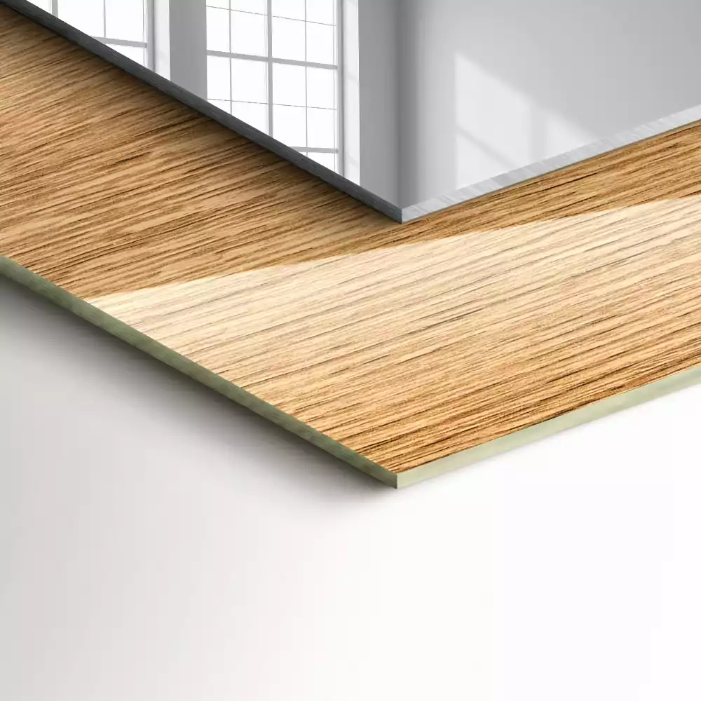 Obdélníkové dekorační zrcadlo Dřevo se strukturou