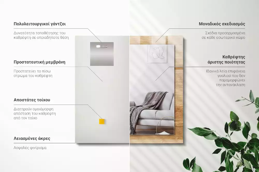 Obdélníkové dekorační zrcadlo Dřevo se strukturou