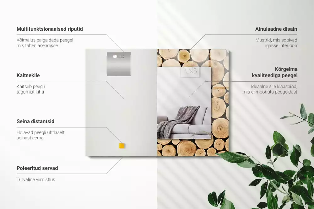 Obdélníkové dekorační zrcadlo Průřezy kmenů stromů