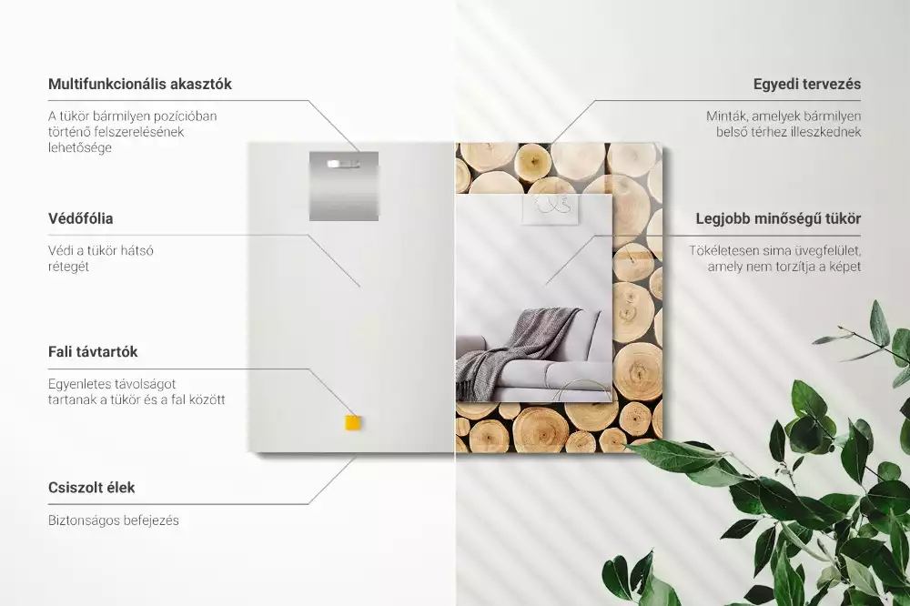 Obdélníkové dekorační zrcadlo Průřezy kmenů stromů