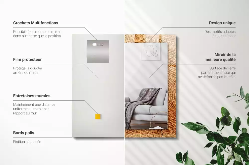 Obdélníkové dekorační zrcadlo Průřez kmenem stromu s letokruhy