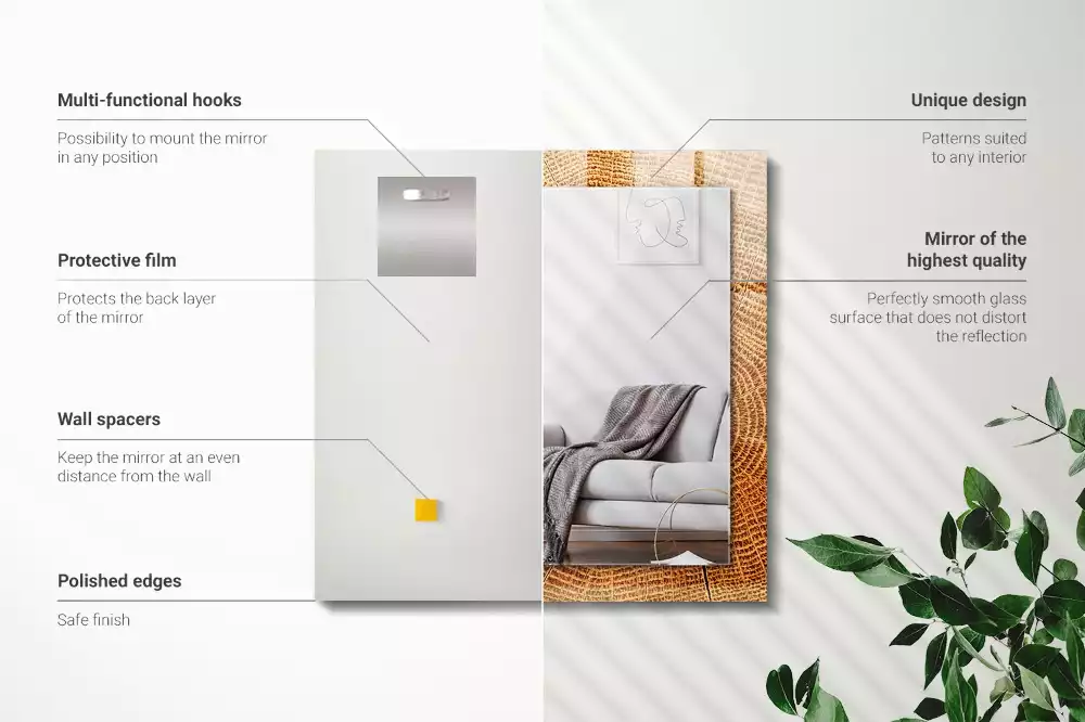 Obdélníkové dekorační zrcadlo Průřez kmenem stromu s letokruhy