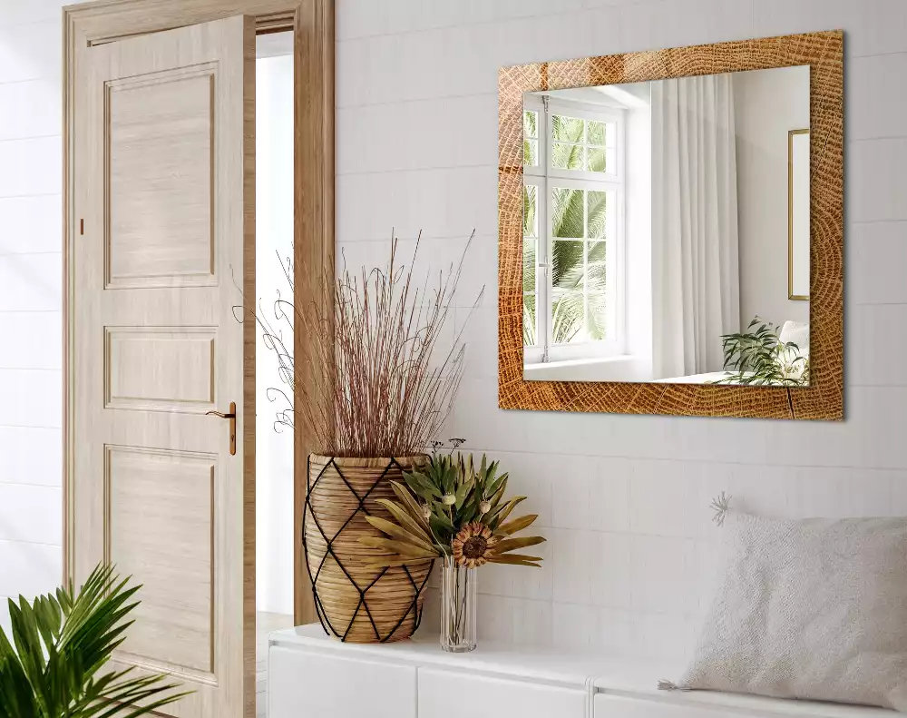 Obdélníkové dekorační zrcadlo Průřez kmenem stromu s letokruhy