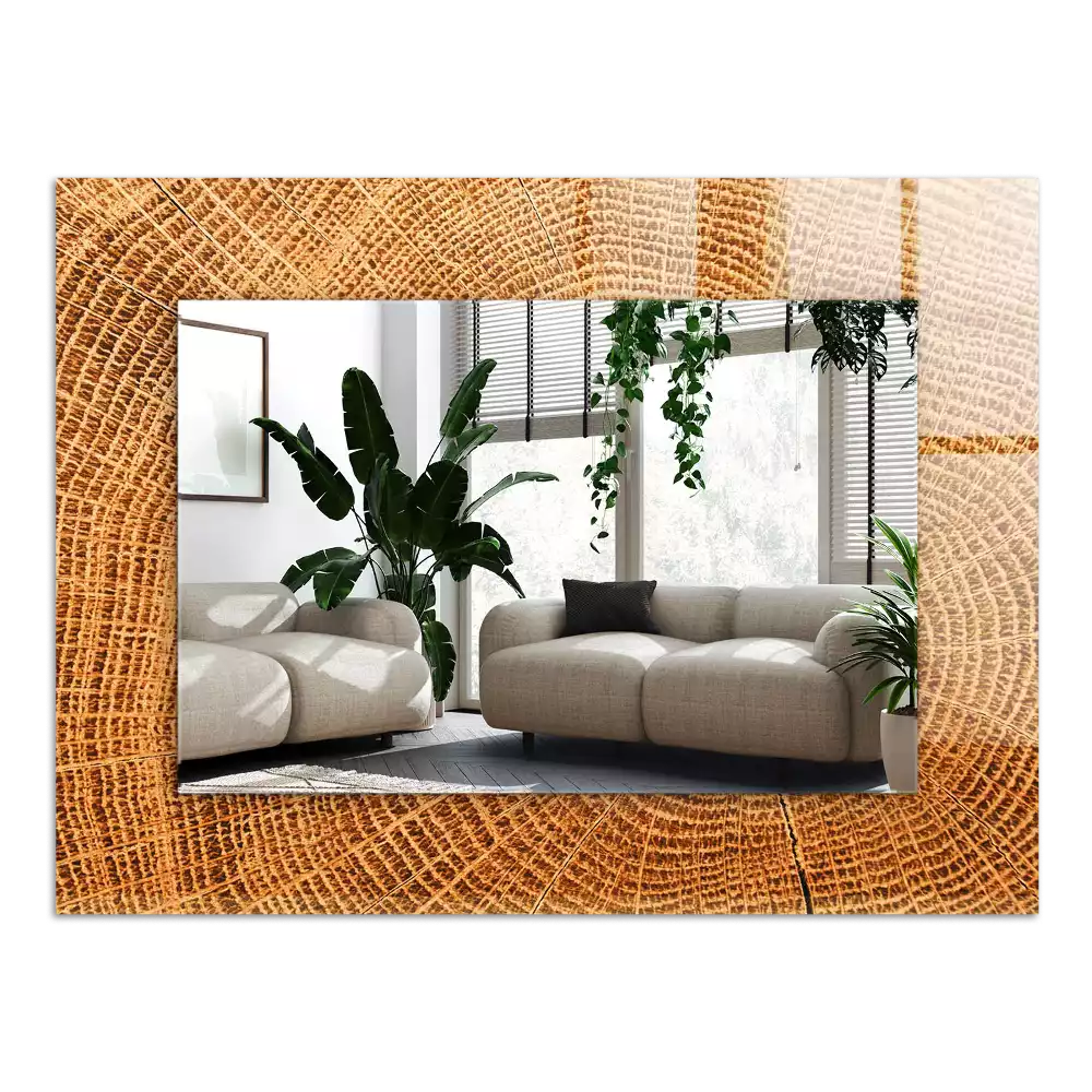 Obdélníkové dekorační zrcadlo Průřez kmenem stromu s letokruhy