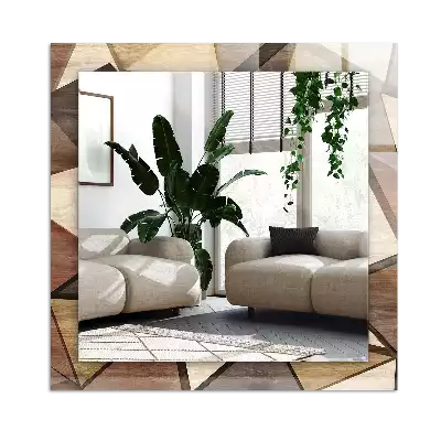 Obdélníkové dekorační zrcadlo Dřevěné geometrické vzory