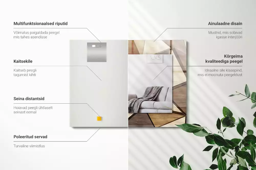Obdélníkové dekorační zrcadlo Dřevěné geometrické vzory