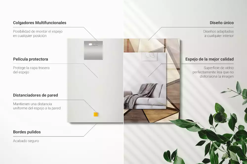 Obdélníkové dekorační zrcadlo Dřevěné geometrické vzory