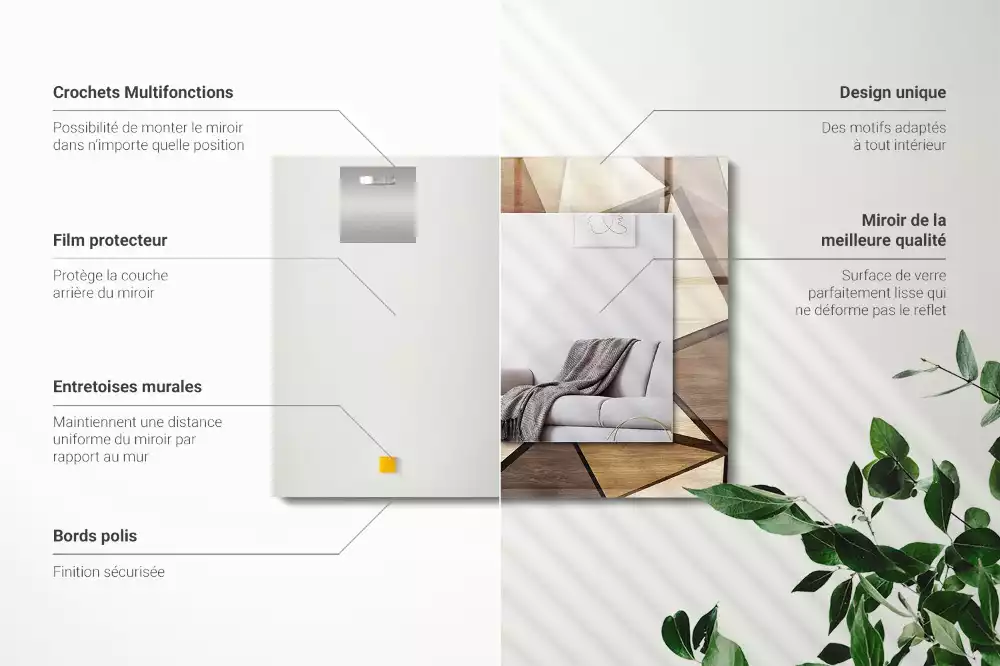 Obdélníkové dekorační zrcadlo Dřevěné geometrické vzory