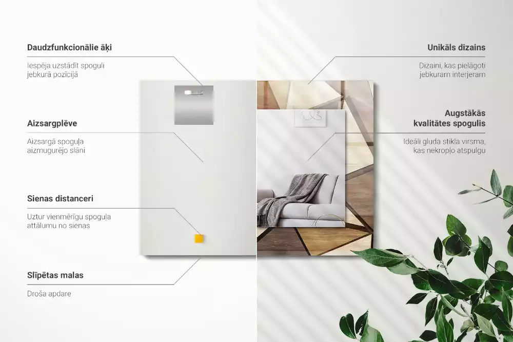 Obdélníkové dekorační zrcadlo Dřevěné geometrické vzory