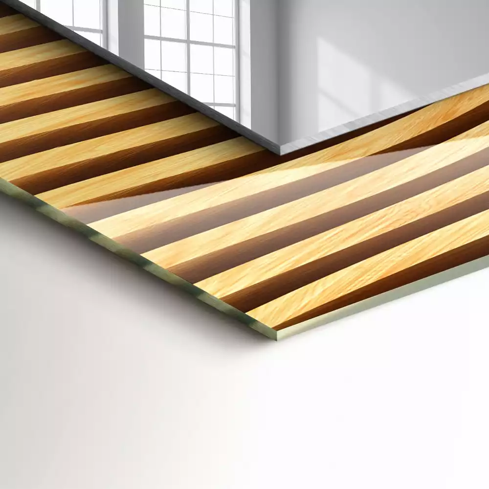 Obdélníkové dekorační zrcadlo Dřevěné vlny