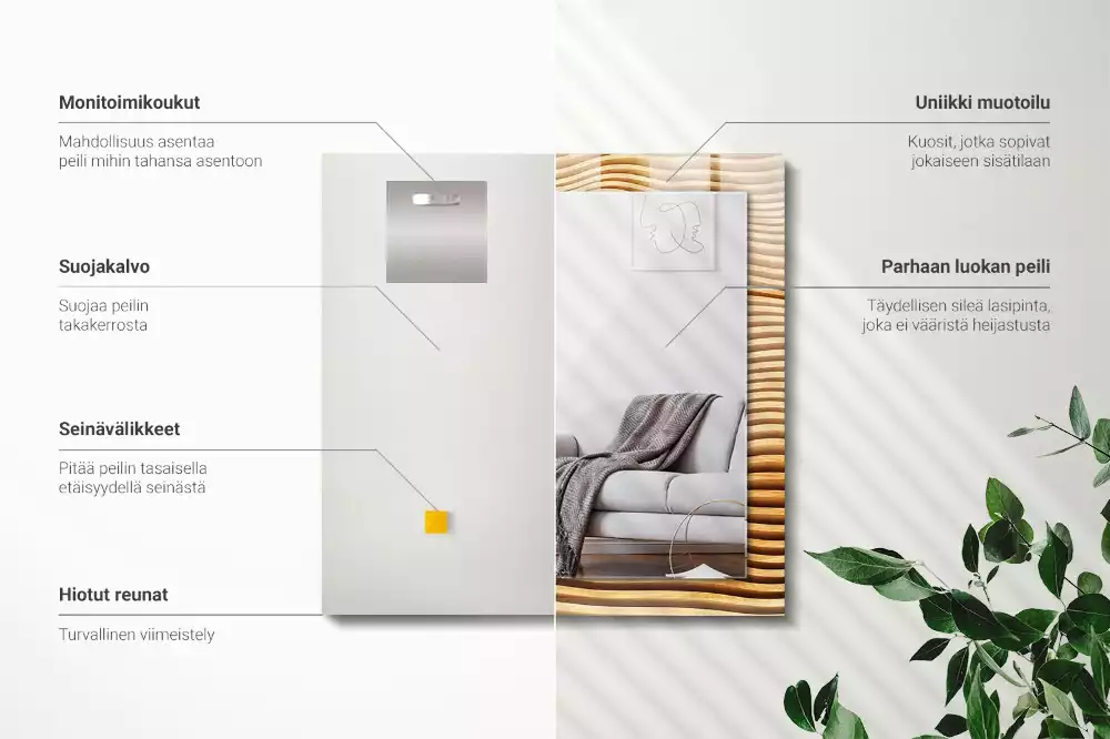 Obdélníkové dekorační zrcadlo Dřevěné vlny