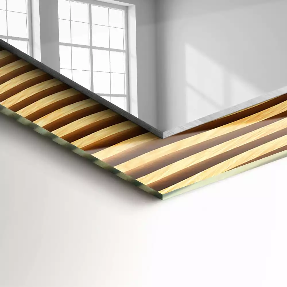 Obdélníkové dekorační zrcadlo Dřevěné vlny