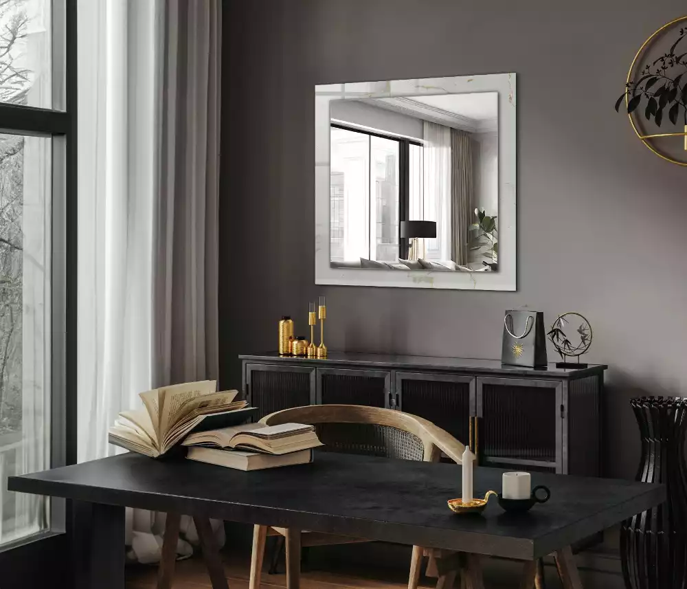 Obdélníkové dekorační zrcadlo Bílý mramorový vzor