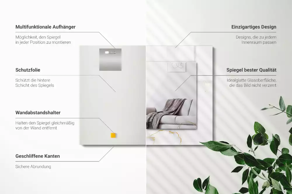 Obdélníkové dekorační zrcadlo Bílý mramorový vzor