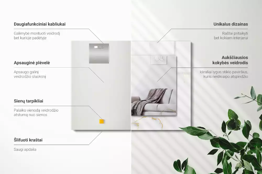 Obdélníkové dekorační zrcadlo Bílý mramorový vzor