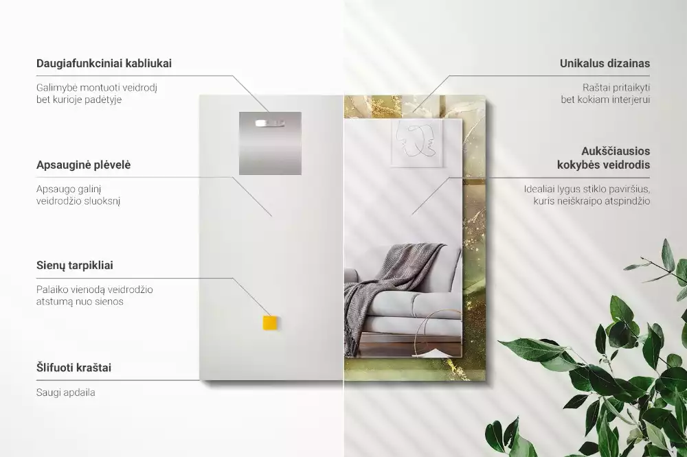 Obdélníkové dekorační zrcadlo Abstraktní umění