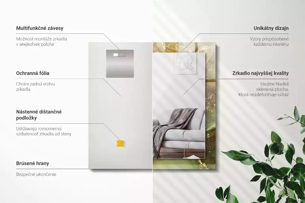 Obdélníkové dekorační zrcadlo Abstraktní umění