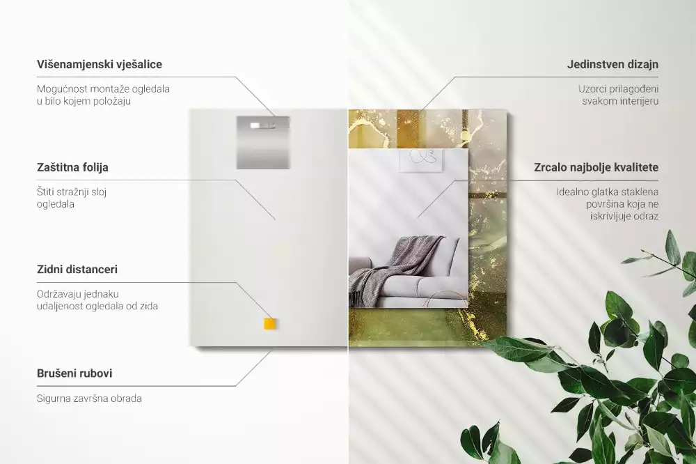 Obdélníkové dekorační zrcadlo Abstraktní umění