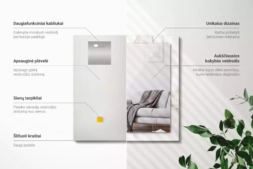 Obdélníkové dekorační zrcadlo Bílý mramorový vzor