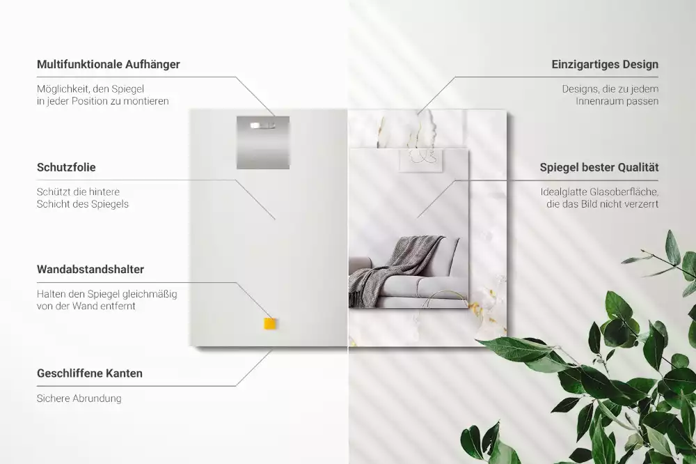 Obdélníkové dekorační zrcadlo Bílý mramorový vzor