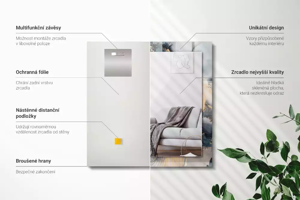 Obdélníkové dekorační zrcadlo Abstraktní modré umění