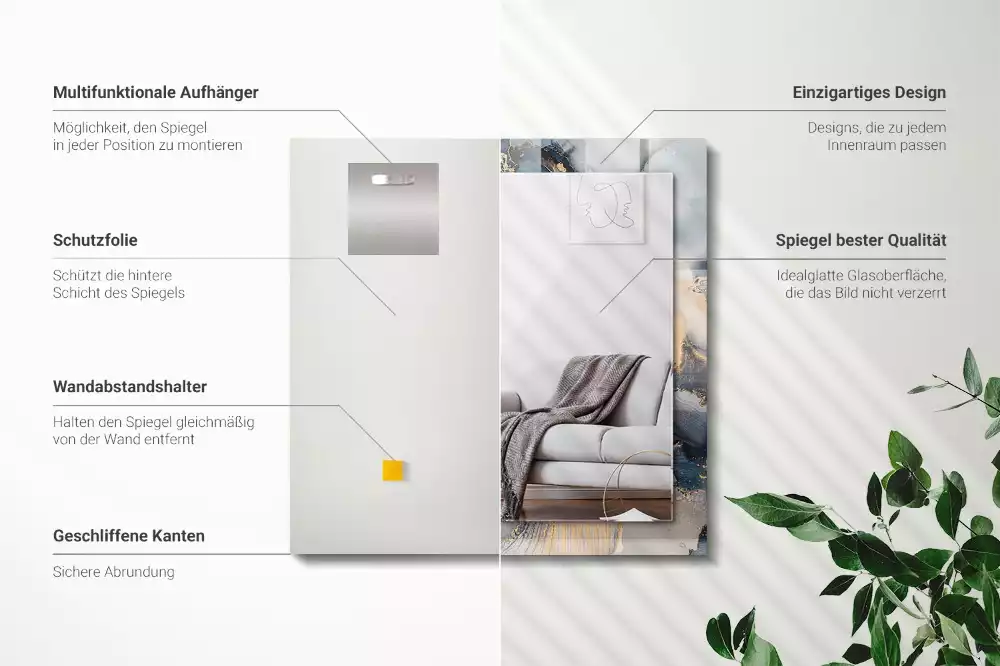 Obdélníkové dekorační zrcadlo Abstraktní modré umění