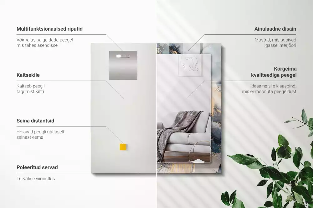 Obdélníkové dekorační zrcadlo Abstraktní modré umění