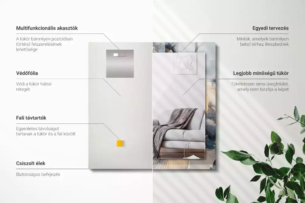 Obdélníkové dekorační zrcadlo Abstraktní modré umění