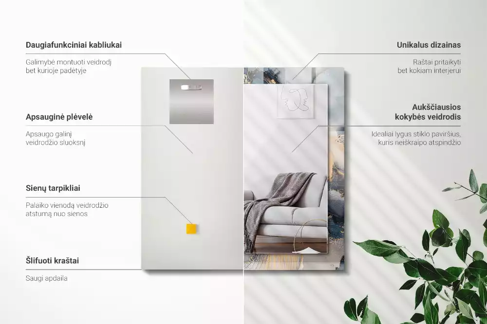 Obdélníkové dekorační zrcadlo Abstraktní modré umění