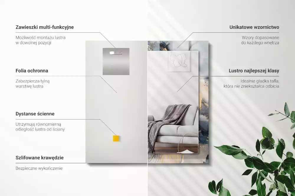 Obdélníkové dekorační zrcadlo Abstraktní modré umění