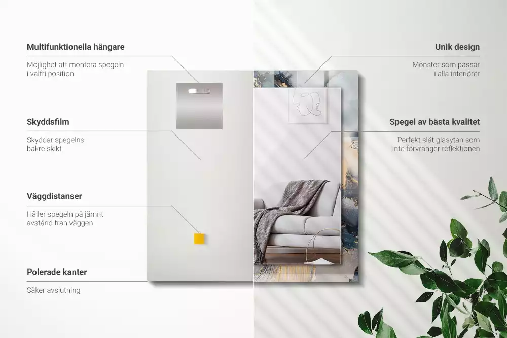 Obdélníkové dekorační zrcadlo Abstraktní modré umění