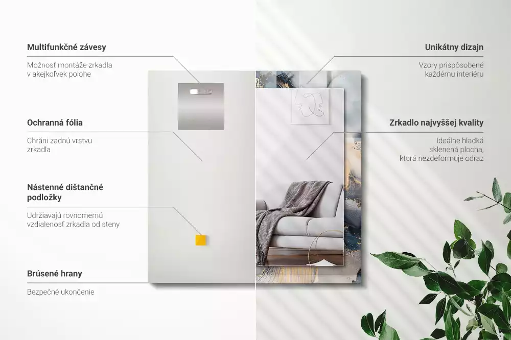 Obdélníkové dekorační zrcadlo Abstraktní modré umění