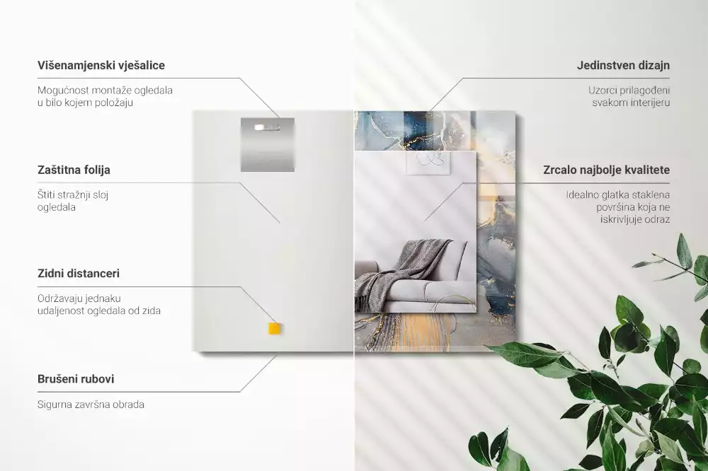 Obdélníkové dekorační zrcadlo Abstraktní modré umění