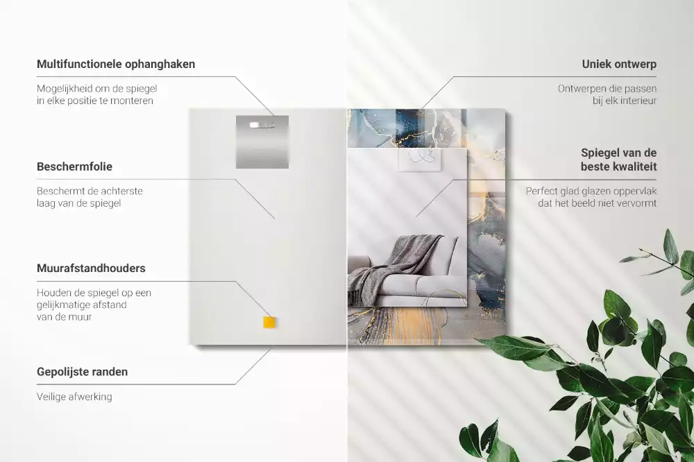 Obdélníkové dekorační zrcadlo Abstraktní modré umění