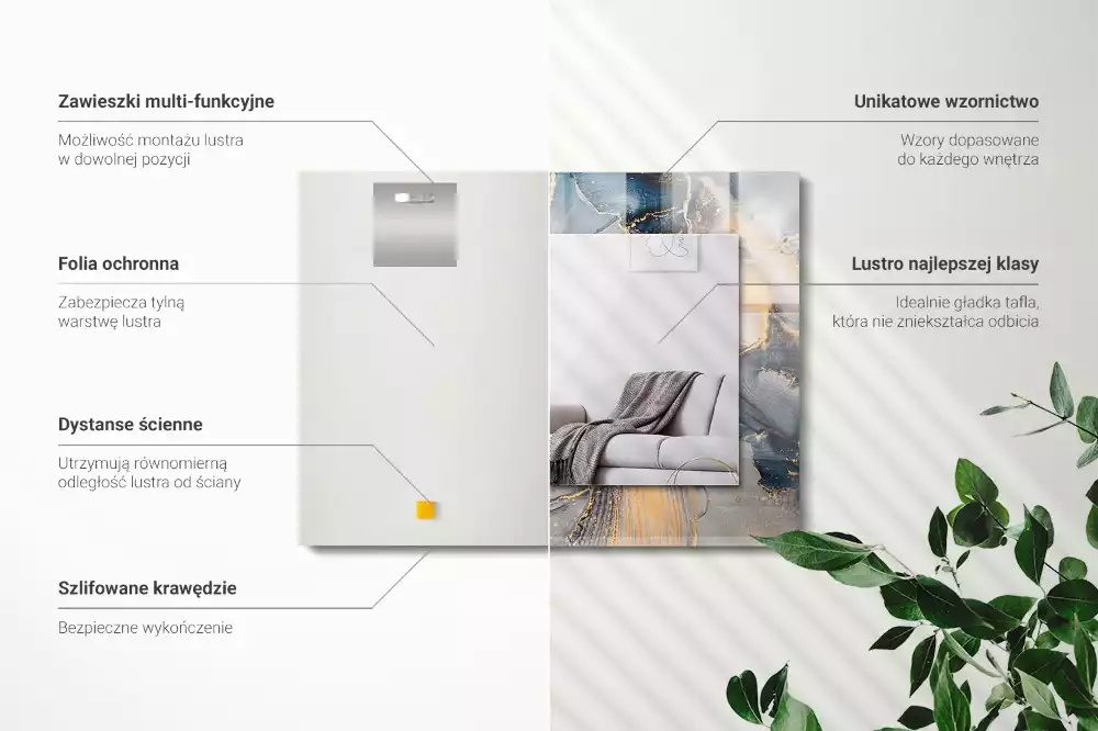 Obdélníkové dekorační zrcadlo Abstraktní modré umění