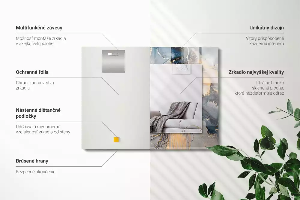 Obdélníkové dekorační zrcadlo Abstraktní modré umění