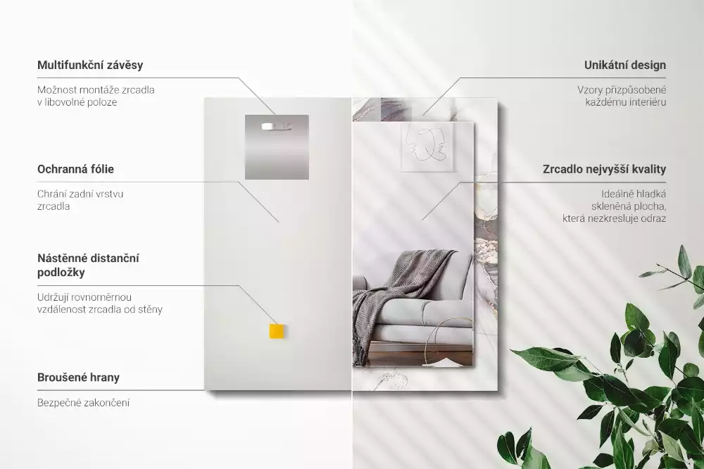 Obdélníkové dekorační zrcadlo Abstraktní mramorové umění