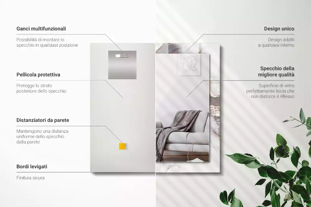 Obdélníkové dekorační zrcadlo Abstraktní mramorové umění